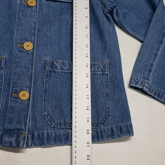Crewcuts J. Crew Girls' Denim Chore Jacket Sherpa Trim Large 10/11 Barn Jacket - Picture 11 of 12